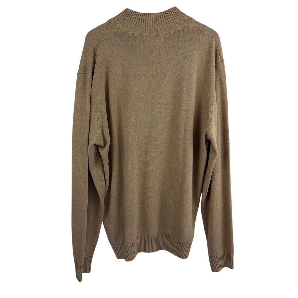 US Polo Assn Mens Camel Heather Striped Quarter Zip Sweater XXL BRUF5S5507 NEW - Picture 3 of 12